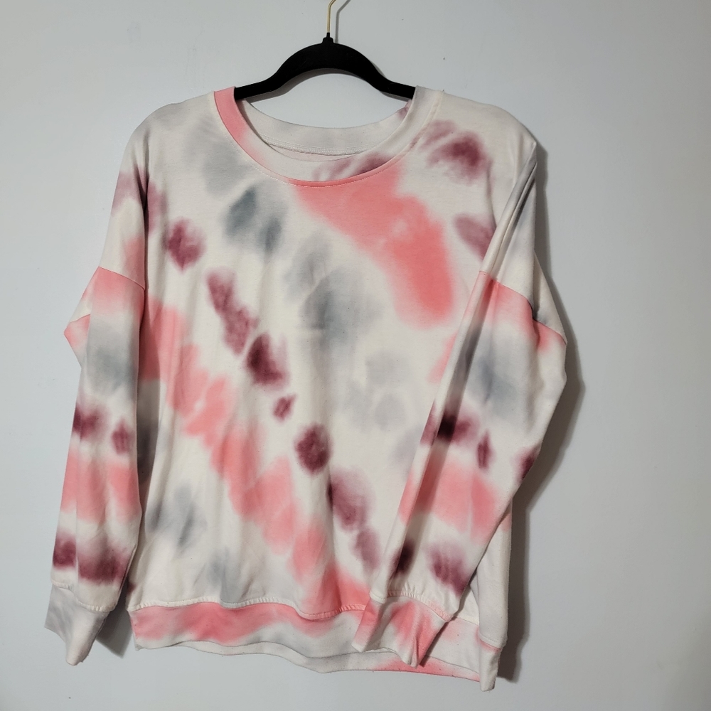💚 Unbranded Womens Long Sleeve Pink/Purple/White Tie Dye Size‎ Small